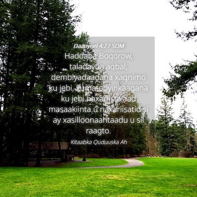 Picture 04 - Daanyeel 4:27 SOM - Haddaba Boqorow, taladayda aqbal, dembiyadaadana - Bible Verse Picture