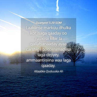 Picture 04 - Daanyeel 5:20 SOM - Laakiinse markuu dhulka kor isaga qaaday oo - Bible Verse Picture
