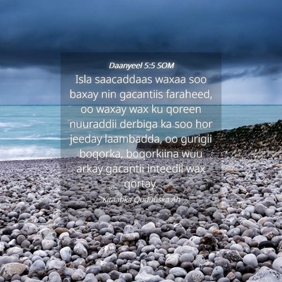 Picture 04 - Daanyeel 5:5 SOM - Isla saacaddaas waxaa soo baxay nin gacantiis - Bible Verse Picture
