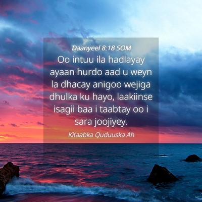 Picture 04 - Daanyeel 8:18 SOM - Oo intuu ila hadlayay ayaan hurdo aad u weyn la - Bible Verse Picture