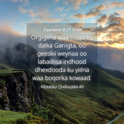 Picture 04 - Daanyeel 8:21 SOM - Orgigiina waa boqorka dalka Gariigta, oo geeskii - Bible Verse Picture