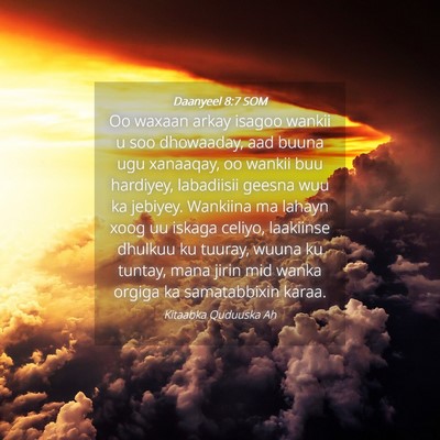 Picture 04 - Daanyeel 8:7 SOM - Oo waxaan arkay isagoo wankii u soo dhowaaday, - Bible Verse Picture