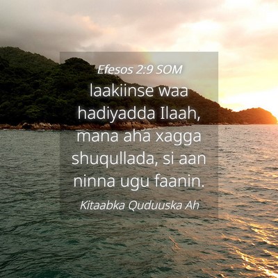 Picture 04 - Efesos 2:9 SOM - laakiinse waa hadiyadda Ilaah, mana aha xagga - Bible Verse Picture