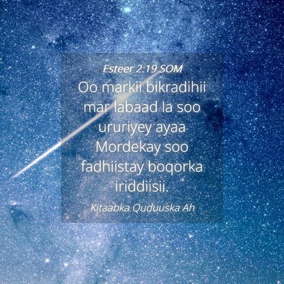 Picture 04 - Esteer 2:19 SOM - Oo markii bikradihii mar labaad la soo ururiyey - Bible Verse Picture