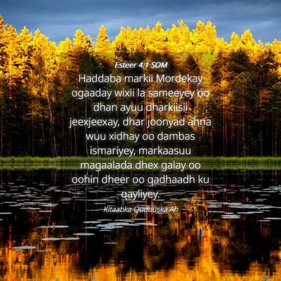 Picture 04 - Esteer 4:1 SOM - Haddaba markii Mordekay ogaaday wixii la sameeyey - Bible Verse Picture