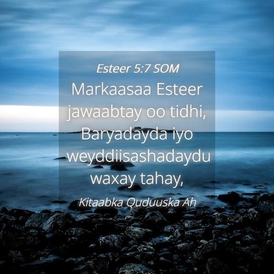 Picture 04 - Esteer 5:7 SOM - Markaasaa Esteer jawaabtay oo tidhi, Baryadayda - Bible Verse Picture