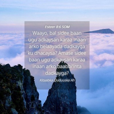 Picture 04 - Esteer 8:6 SOM - Waayo, bal sidee baan ugu adkaysan karaa inaan - Bible Verse Picture