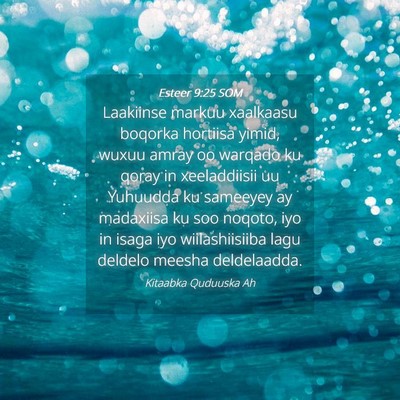 Picture 04 - Esteer 9:25 SOM - Laakiinse markuu xaalkaasu boqorka hortiisa - Bible Verse Picture