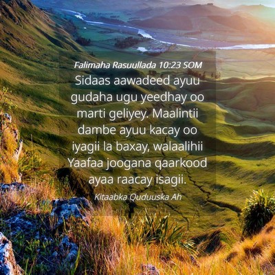 Picture 04 - Falimaha Rasuullada 10:23 SOM - Sidaas aawadeed ayuu gudaha ugu yeedhay oo marti - Bible Verse Picture
