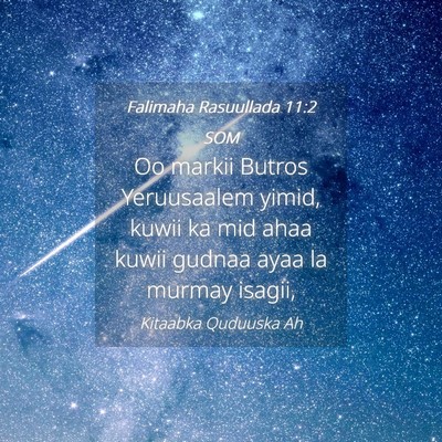 Picture 04 - Falimaha Rasuullada 11:2 SOM - Oo markii Butros Yeruusaalem yimid, kuwii ka mid - Bible Verse Picture