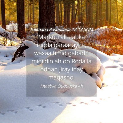 Picture 04 - Falimaha Rasuullada 12:13 SOM - Markuu albaabka iridda garaacayna, waxaa timid - Bible Verse Picture
