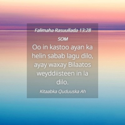 Picture 04 - Falimaha Rasuullada 13:28 SOM - Oo in kastoo ayan ka helin sabab lagu dilo, ayay - Bible Verse Picture