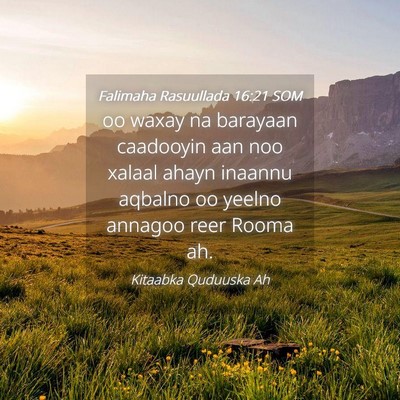 Picture 04 - Falimaha Rasuullada 16:21 SOM - oo waxay na barayaan caadooyin aan noo xalaal - Bible Verse Picture