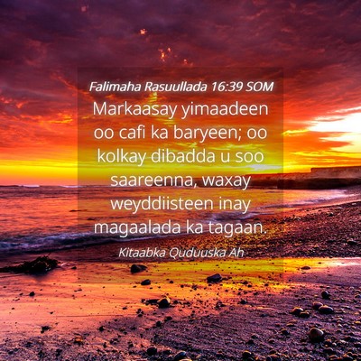 Picture 04 - Falimaha Rasuullada 16:39 SOM - Markaasay yimaadeen oo cafi ka baryeen; oo kolkay - Bible Verse Picture