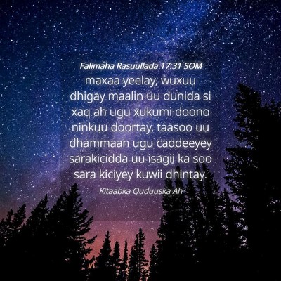 Picture 04 - Falimaha Rasuullada 17:31 SOM - maxaa yeelay, wuxuu dhigay maalin uu dunida si - Bible Verse Picture
