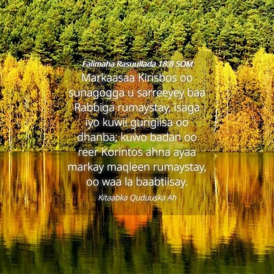 Picture 04 - Falimaha Rasuullada 18:8 SOM - Markaasaa Kirisbos oo sunagogga u sarreeyey baa - Bible Verse Picture