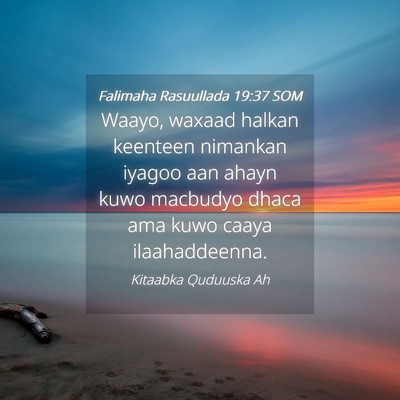Picture 04 - Falimaha Rasuullada 19:37 SOM - Waayo, waxaad halkan keenteen nimankan iyagoo aan - Bible Verse Picture