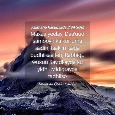Picture 04 - Falimaha Rasuullada 2:34 SOM - Maxaa yeelay, Daa'uud samooyinka kor uma aadin; - Bible Verse Picture
