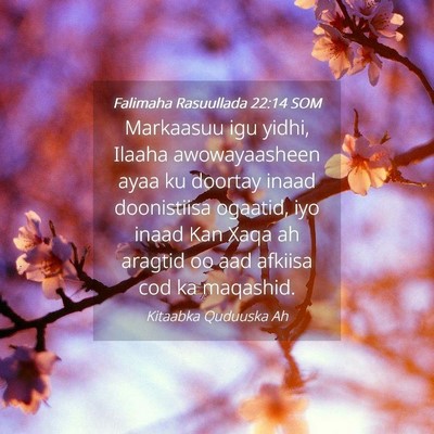 Picture 04 - Falimaha Rasuullada 22:14 SOM - Markaasuu igu yidhi, Ilaaha awowayaasheen ayaa ku - Bible Verse Picture