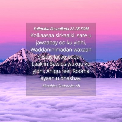 Picture 04 - Falimaha Rasuullada 22:28 SOM - Kolkaasaa sirkaalkii sare u jawaabay oo ku yidhi, - Bible Verse Picture