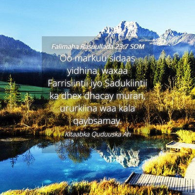 Picture 04 - Falimaha Rasuullada 23:7 SOM - Oo markuu sidaas yidhina, waxaa Farrisiintii iyo - Bible Verse Picture