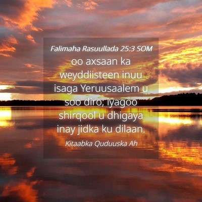 Picture 04 - Falimaha Rasuullada 25:3 SOM - oo axsaan ka weyddiisteen inuu isaga Yeruusaalem - Bible Verse Picture