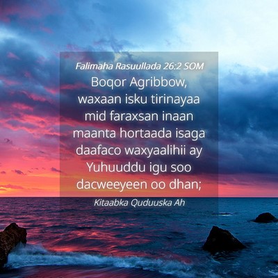 Picture 04 - Falimaha Rasuullada 26:2 SOM - Boqor Agribbow, waxaan isku tirinayaa mid - Bible Verse Picture