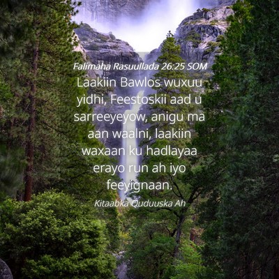 Picture 04 - Falimaha Rasuullada 26:25 SOM - Laakiin Bawlos wuxuu yidhi, Feestoskii aad u - Bible Verse Picture