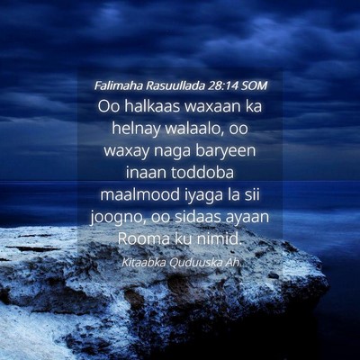 Picture 04 - Falimaha Rasuullada 28:14 SOM - Oo halkaas waxaan ka helnay walaalo, oo waxay - Bible Verse Picture