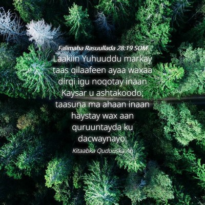 Picture 04 - Falimaha Rasuullada 28:19 SOM - Laakiin Yuhuuddu markay taas qilaafeen ayaa waxaa - Bible Verse Picture