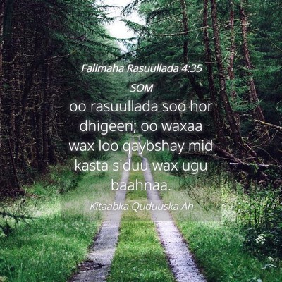 Picture 04 - Falimaha Rasuullada 4:35 SOM - oo rasuullada soo hor dhigeen; oo waxaa wax loo - Bible Verse Picture