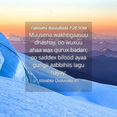 Picture 04 - Falimaha Rasuullada 7:20 SOM - Muusena wakhtigaasuu dhashay, oo wuxuu ahaa wax - Bible Verse Picture