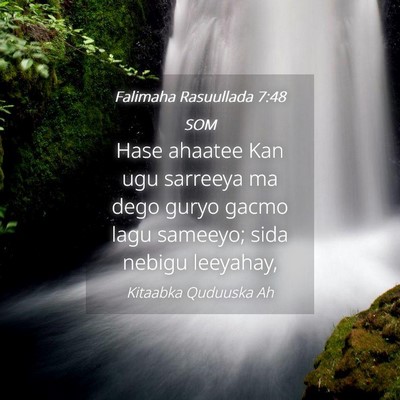 Picture 04 - Falimaha Rasuullada 7:48 SOM - Hase ahaatee Kan ugu sarreeya ma dego guryo gacmo - Bible Verse Picture