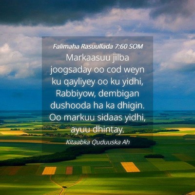 Picture 04 - Falimaha Rasuullada 7:60 SOM - Markaasuu jilba joogsaday oo cod weyn ku qayliyey - Bible Verse Picture