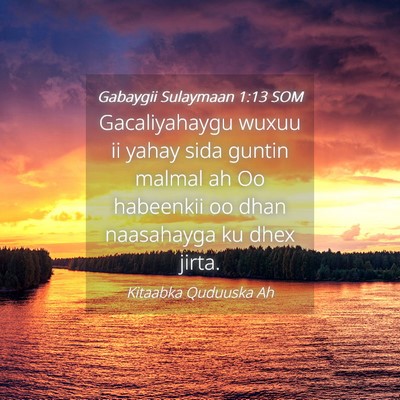 Picture 04 - Gabaygii Sulaymaan 1:13 SOM - Gacaliyahaygu wuxuu ii yahay sida guntin malmal - Bible Verse Picture