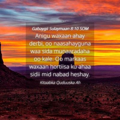 Picture 04 - Gabaygii Sulaymaan 8:10 SOM - Anigu waxaan ahay derbi, oo naasahayguna waa sida - Bible Verse Picture
