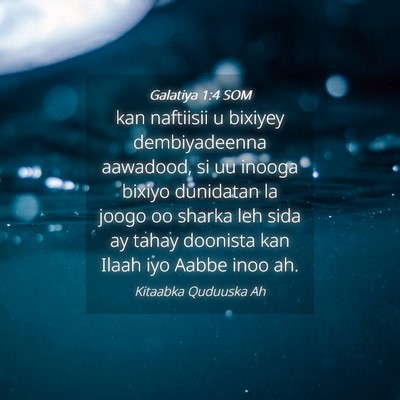 Picture 04 - Galatiya 1:4 SOM - kan naftiisii u bixiyey dembiyadeenna aawadood, - Bible Verse Picture