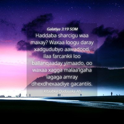 Picture 04 - Galatiya 3:19 SOM - Haddaba sharcigu waa maxay? Waxaa loogu daray - Bible Verse Picture