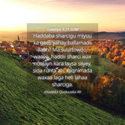 Picture 04 - Galatiya 3:21 SOM - Haddaba sharcigu miyuu ka gees yahay ballamadii - Bible Verse Picture