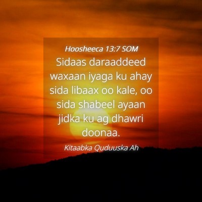 Picture 04 - Hoosheeca 13:7 SOM - Sidaas daraaddeed waxaan iyaga ku ahay sida - Bible Verse Picture
