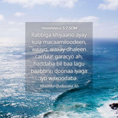 Picture 04 - Hoosheeca 5:7 SOM - Rabbiga khiyaano ayay kula macaamiloodeen, waayo, - Bible Verse Picture