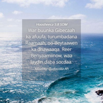 Picture 04 - Hoosheeca 5:8 SOM - War buunka Gibecaah ka afuufa, turumbadana - Bible Verse Picture