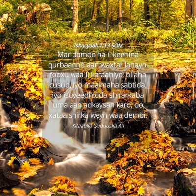 Picture 04 - Ishacyaah 1:13 SOM - Mar dambe ha ii keenina qurbaanno aan waxtar - Bible Verse Picture