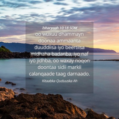 Picture 04 - Ishacyaah 10:18 SOM - oo wuxuu dhammayn doonaa ammaanta duuddiisa iyo - Bible Verse Picture