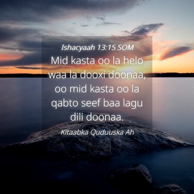 Picture 04 - Ishacyaah 13:15 SOM - Mid kasta oo la helo waa la dooxi doonaa, oo mid - Bible Verse Picture