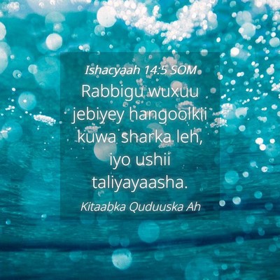 Picture 04 - Ishacyaah 14:5 SOM - Rabbigu wuxuu jebiyey hangoolkii kuwa sharka leh, - Bible Verse Picture