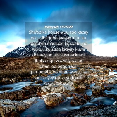 Picture 04 - Ishacyaah 14:9 SOM - She'oolka hoose wuu soo kacay oo u dhaqdhaqaaqay - Bible Verse Picture