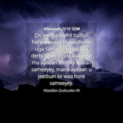 Picture 04 - Ishacyaah 22:11 SOM - Oo weliba biyihii balligii hore waxaad - Bible Verse Picture