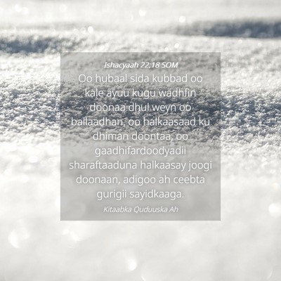 Picture 04 - Ishacyaah 22:18 SOM - Oo hubaal sida kubbad oo kale ayuu kugu wadhfin - Bible Verse Picture