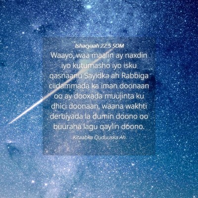 Picture 04 - Ishacyaah 22:5 SOM - Waayo, waa maalin ay naxdin iyo kutumasho iyo - Bible Verse Picture